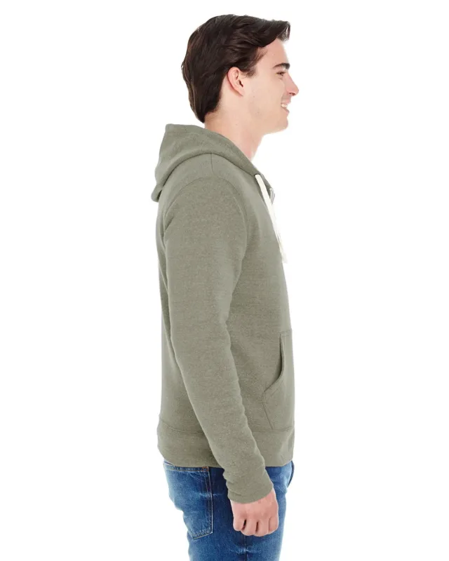 J America Adult Triblend Full-Zip Fleece Hooded Sweatshirt — view 24
