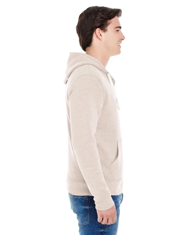 J America Adult Triblend Full-Zip Fleece Hooded Sweatshirt — view 3