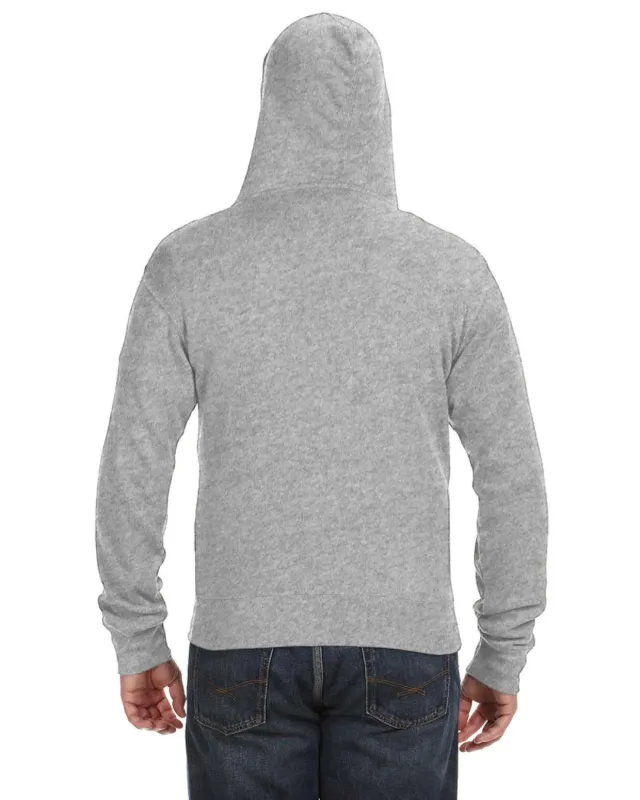J America Adult Triblend Full-Zip Fleece Hooded Sweatshirt — view 4