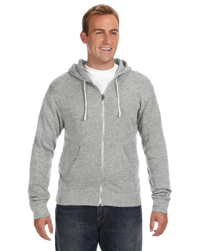 J America Adult Triblend Full-Zip Fleece Hooded Sweatshirt — view 5
