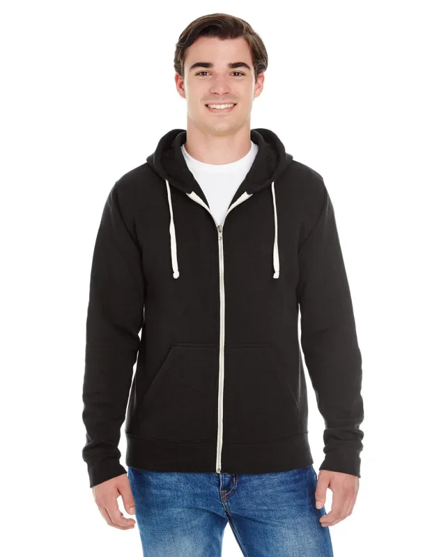 J America Adult Triblend Full-Zip Fleece Hooded Sweatshirt — view 8
