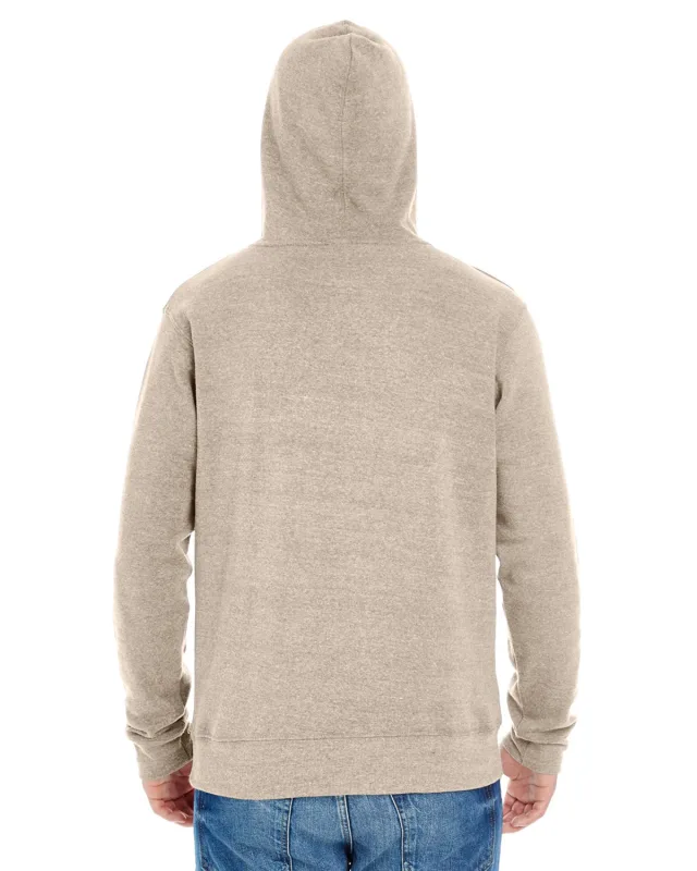 J America Adult Triblend Pullover Fleece Hooded Sweatshirt — view 3