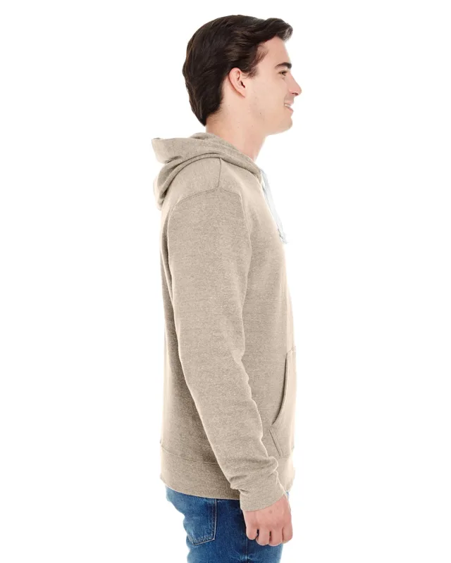 J America Adult Triblend Pullover Fleece Hooded Sweatshirt — view 5