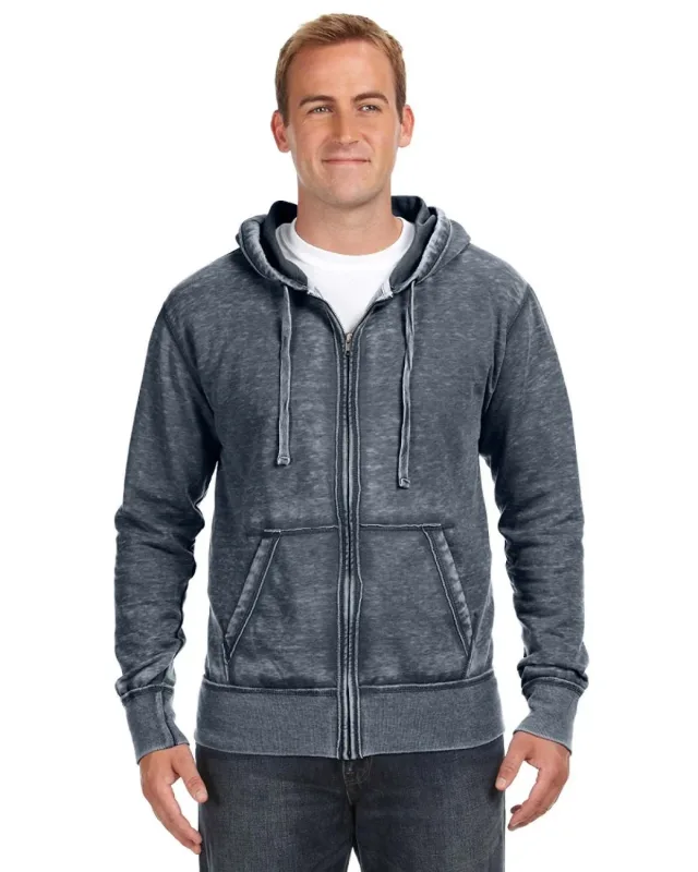 J America Adult Vintage Zen Full-Zip Fleece Hooded Sweatshirt — view 2
