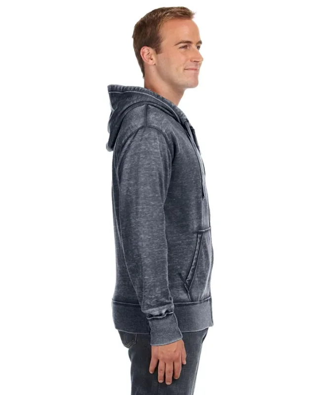 J America Adult Vintage Zen Full-Zip Fleece Hooded Sweatshirt — view 3