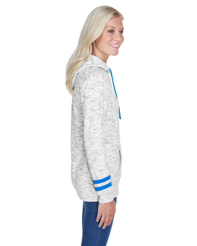 J America Ladies' Melange Scuba Neck Sweatshirt — view 12