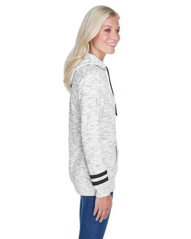 J America Ladies' Melange Scuba Neck Sweatshirt — view 3