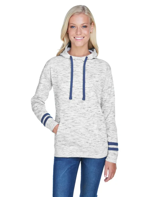 J America Ladies' Melange Scuba Neck Sweatshirt — view 5