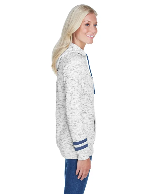 J America Ladies' Melange Scuba Neck Sweatshirt — view 6