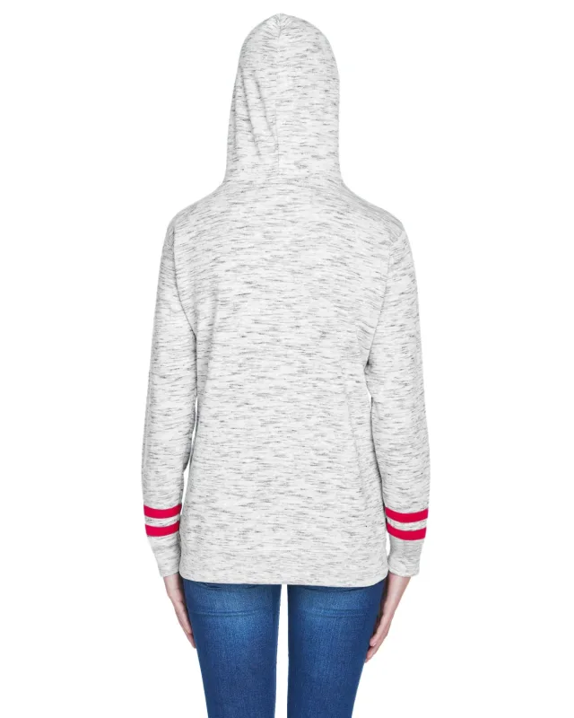 J America Ladies' Melange Scuba Neck Sweatshirt — view 7