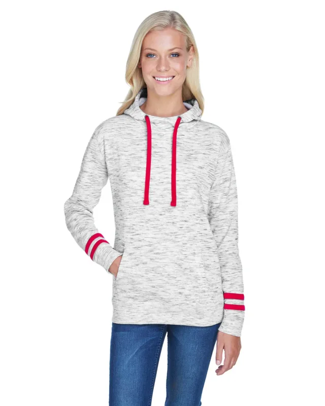 J America Ladies' Melange Scuba Neck Sweatshirt — view 8