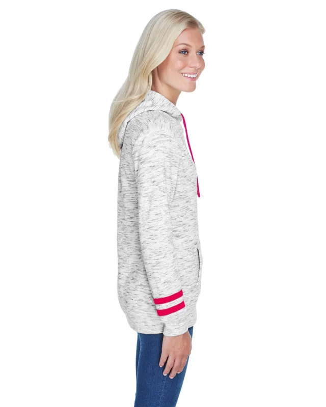 J America Ladies' Melange Scuba Neck Sweatshirt — view 9