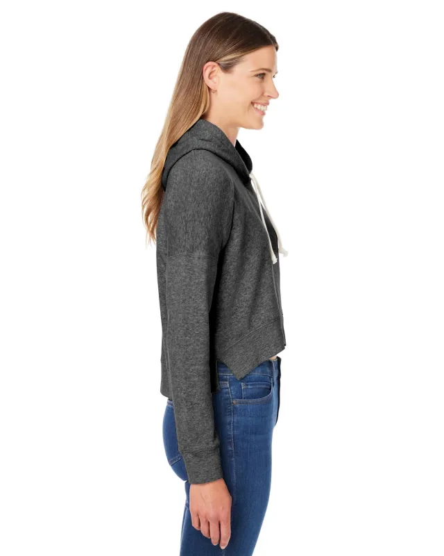 J America Ladies' Triblend Cropped Hooded Sweatshirt — view 13