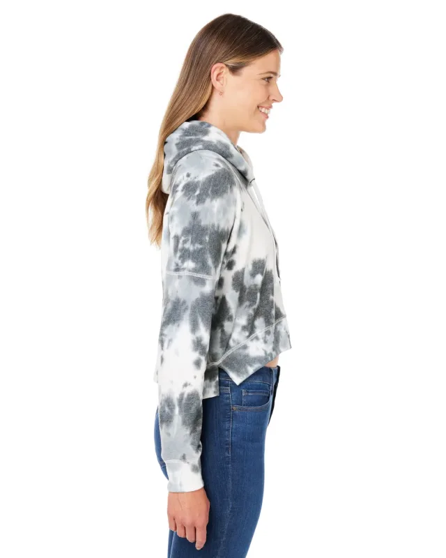 J America Ladies' Triblend Cropped Hooded Sweatshirt — view 16