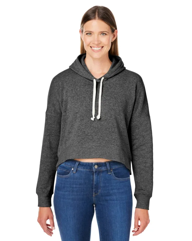 J America Ladies' Triblend Cropped Hooded Sweatshirt — view 2