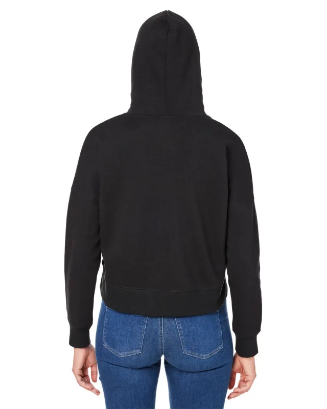 J America Ladies' Triblend Cropped Hooded Sweatshirt — view 4