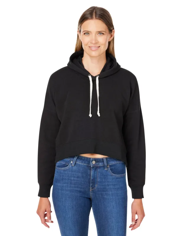 J America Ladies' Triblend Cropped Hooded Sweatshirt — view 5