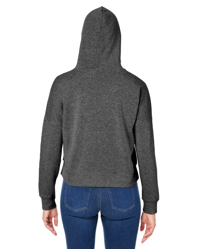 J America Ladies' Triblend Cropped Hooded Sweatshirt — view 9