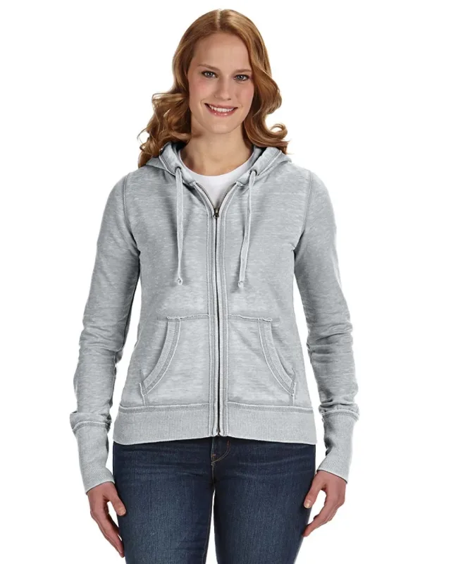 J America Ladies' Zen Full-Zip Fleece Hooded Sweatshirt — view 2