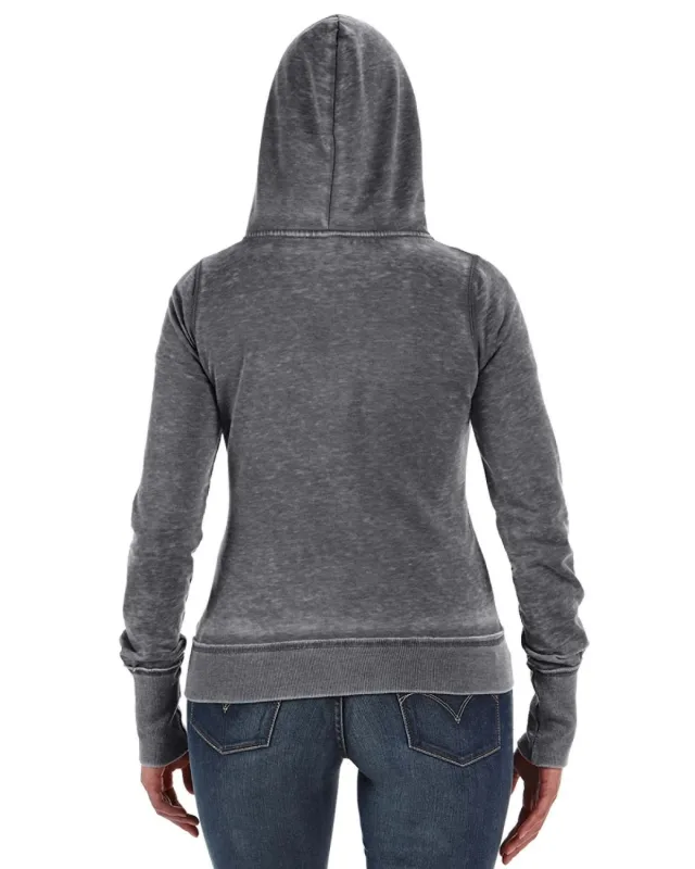 J America Ladies' Zen Full-Zip Fleece Hooded Sweatshirt — view 4