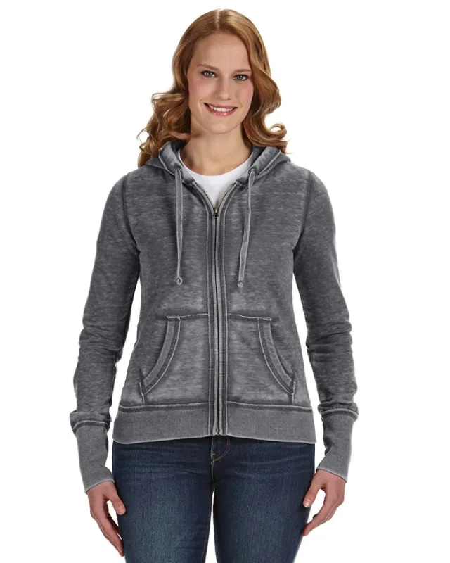 J America Ladies' Zen Full-Zip Fleece Hooded Sweatshirt — view 5