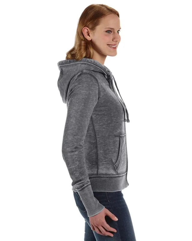 J America Ladies' Zen Full-Zip Fleece Hooded Sweatshirt — view 6