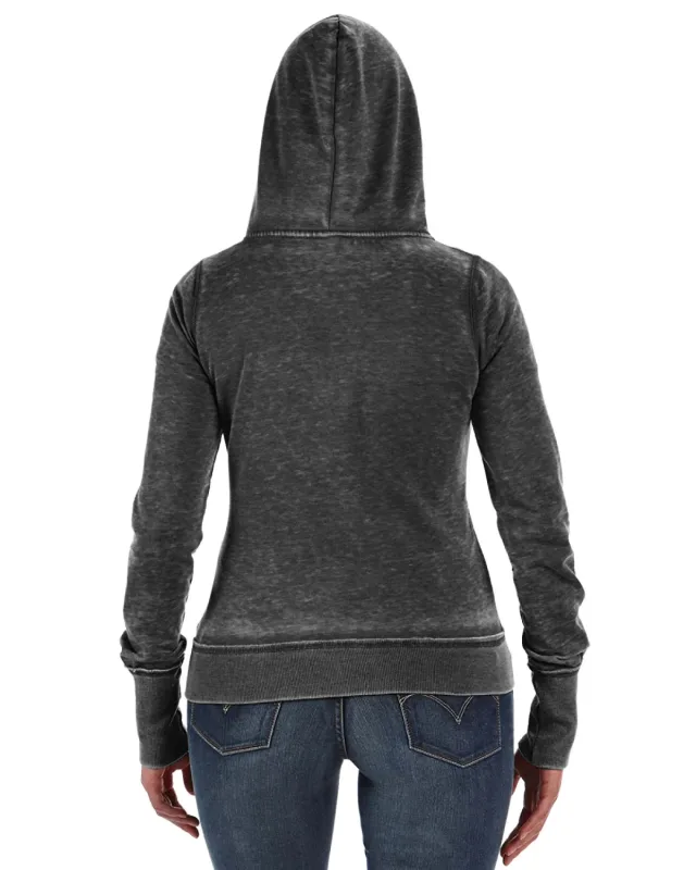 J America Ladies' Zen Full-Zip Fleece Hooded Sweatshirt — view 7