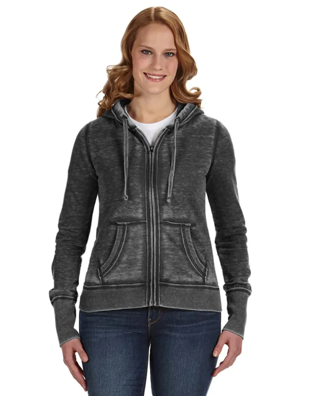 J America Ladies' Zen Full-Zip Fleece Hooded Sweatshirt — view 8