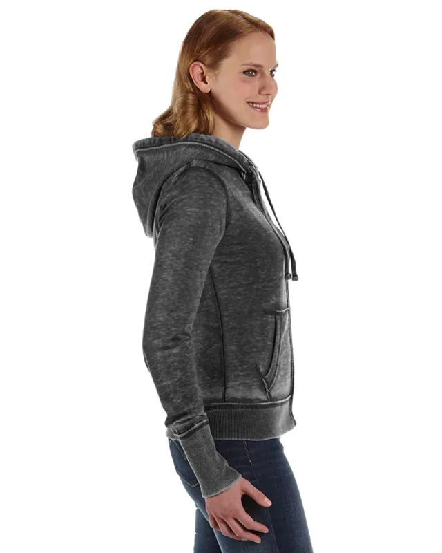 J America Ladies' Zen Full-Zip Fleece Hooded Sweatshirt — view 9