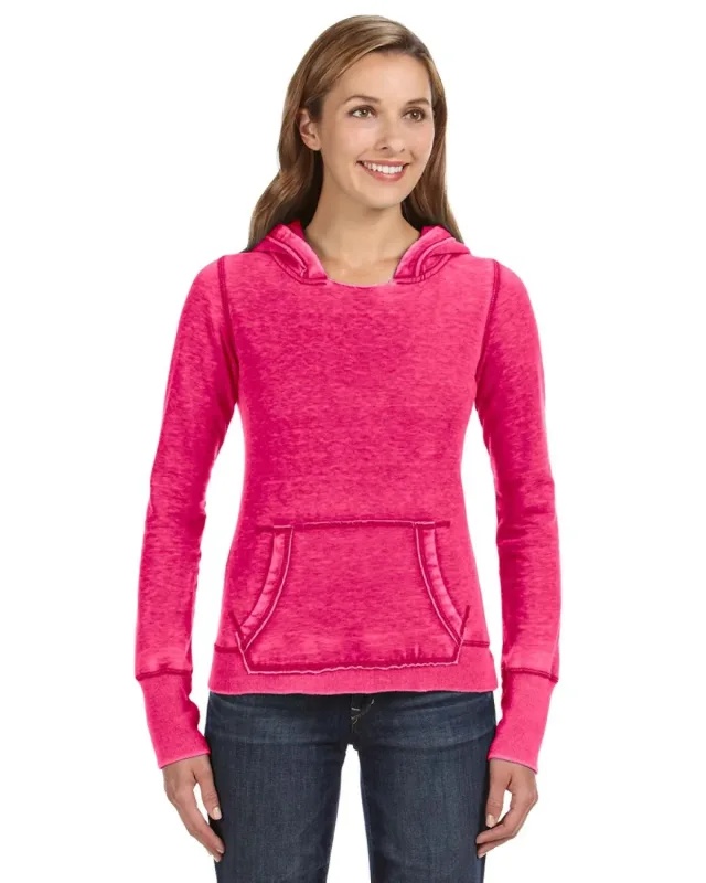 J America Ladies' Zen Pullover Fleece Hooded Sweatshirt — view 2