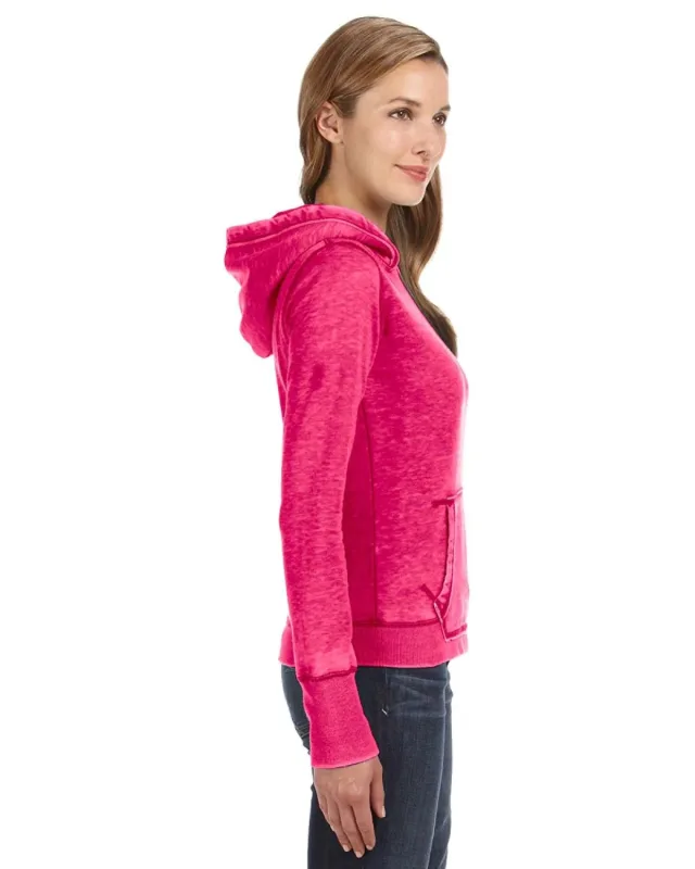 J America Ladies' Zen Pullover Fleece Hooded Sweatshirt — view 3