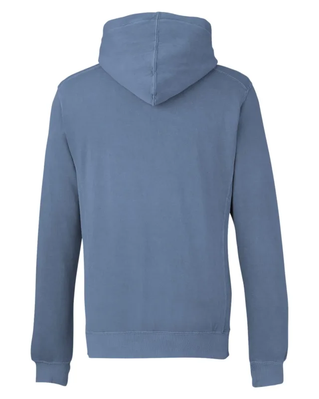 J America Unisex Pigment Dyed Fleece Hooded Sweatshirt — view 2