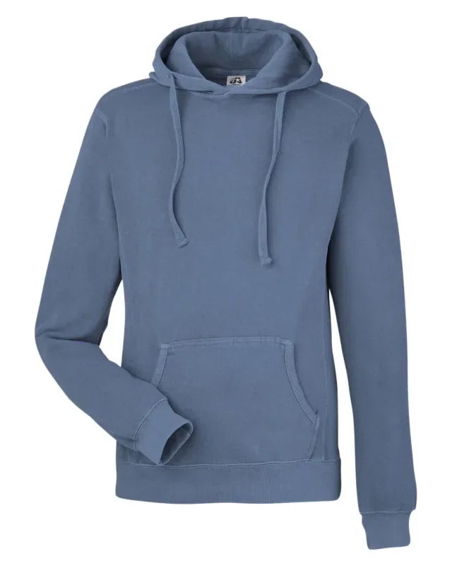 J America Unisex Pigment Dyed Fleece Hooded Sweatshirt — view 4