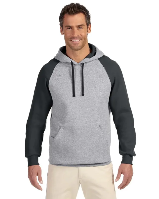 Jerzees Adult NuBlend® Colorblock Raglan Pullover Hooded Sweatshirt — view 2