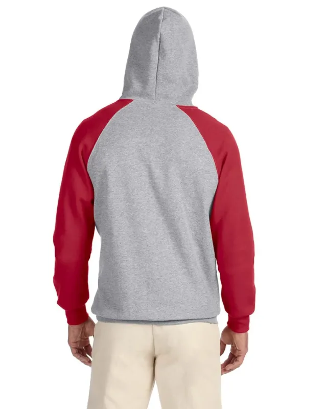 Jerzees Adult NuBlend® Colorblock Raglan Pullover Hooded Sweatshirt — view 4