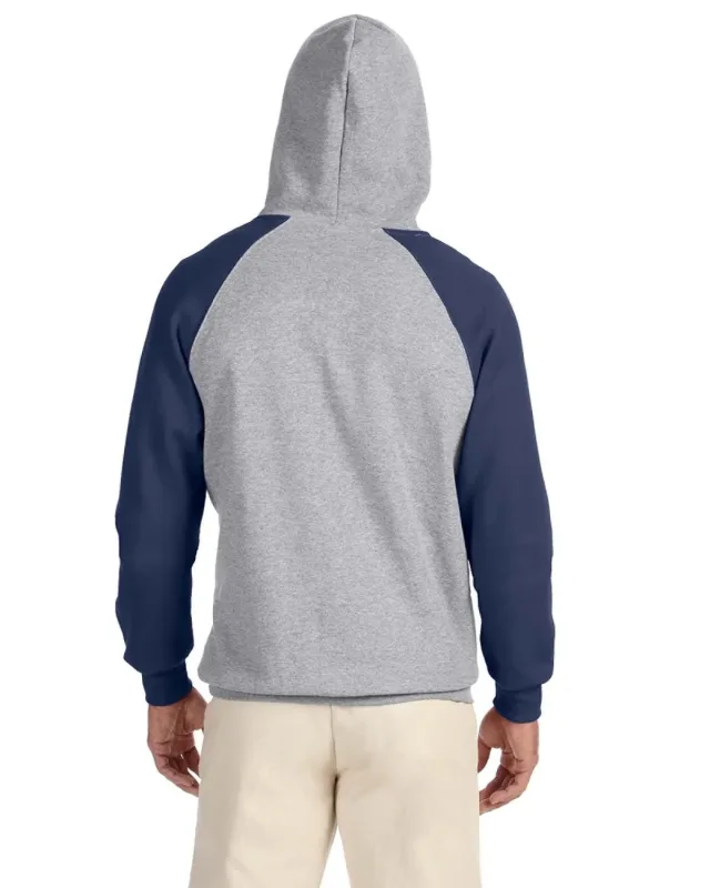 Jerzees Adult NuBlend® Colorblock Raglan Pullover Hooded Sweatshirt — view 7
