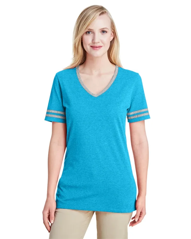Jerzees Ladies' TRI-BLEND Varsity V-Neck T-Shirt — view 13