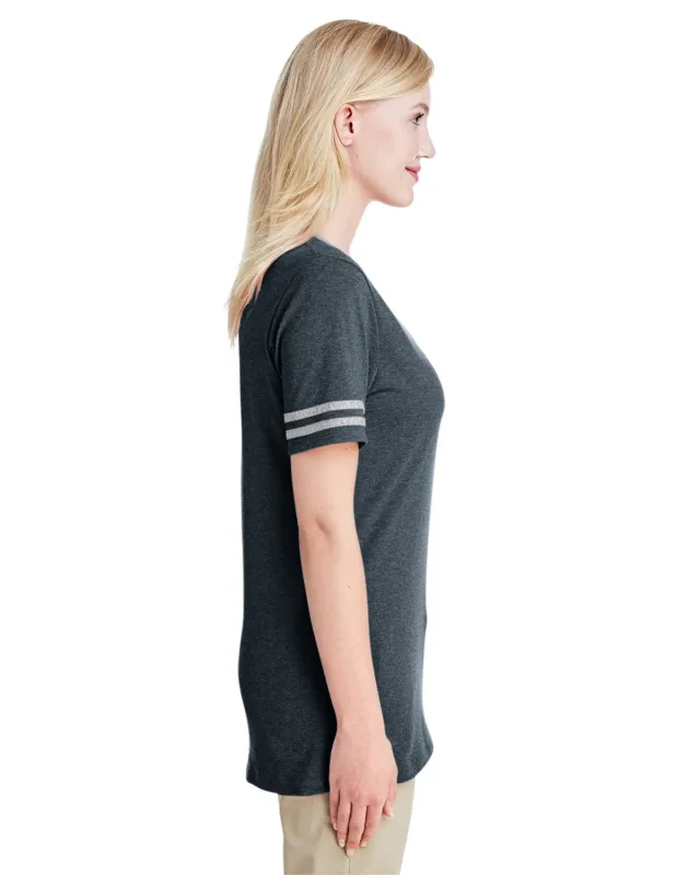 Jerzees Ladies' TRI-BLEND Varsity V-Neck T-Shirt — view 3