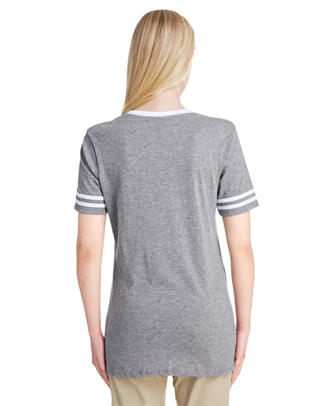 Jerzees Ladies' TRI-BLEND Varsity V-Neck T-Shirt — view 4