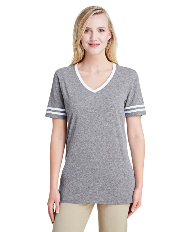 Jerzees Ladies' TRI-BLEND Varsity V-Neck T-Shirt — view 5
