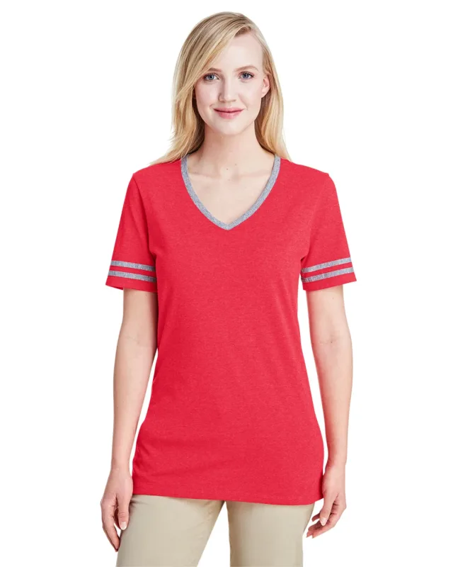 Jerzees Ladies' TRI-BLEND Varsity V-Neck T-Shirt — view 8
