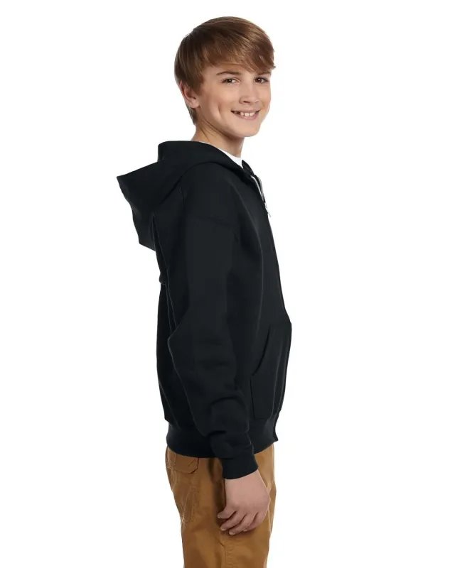 Jerzees Youth NuBlend® Fleece Full-Zip Hooded Sweatshirt — view 9