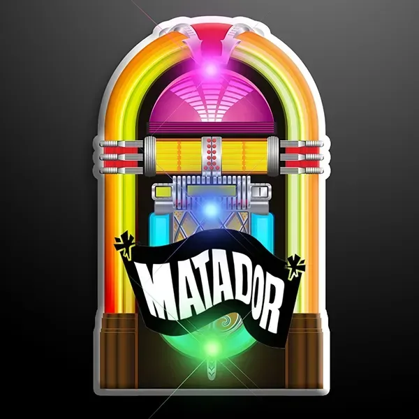 Jukebox LED Flashing Lapel Pin - Safety Pin Back — view 3