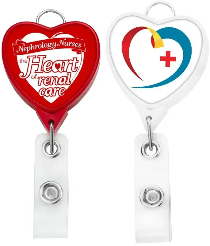 Personalized JUMBO Heart Badge Reel with Lanyard Attachment