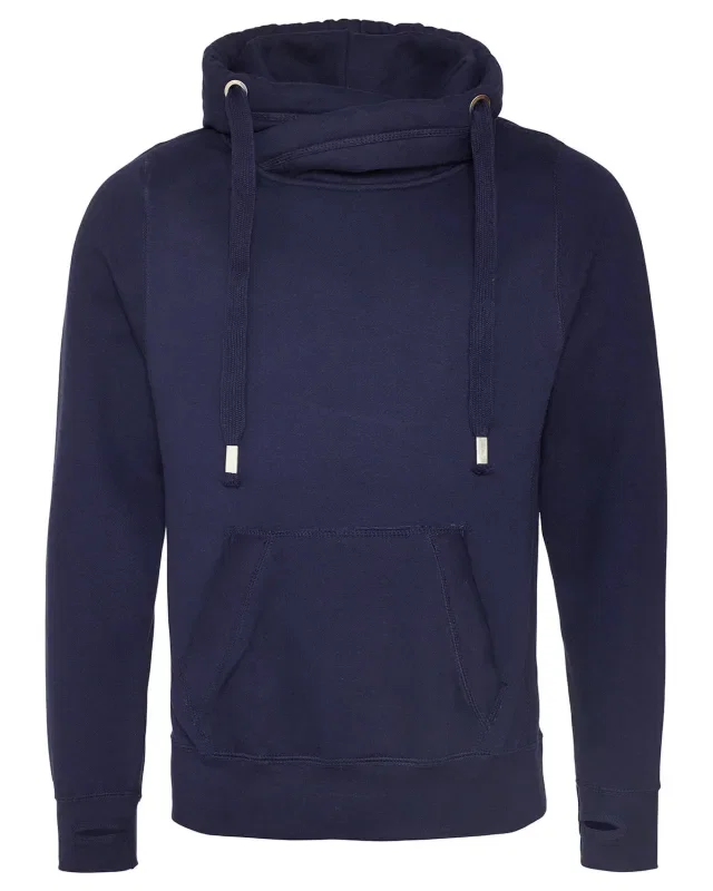 Just Hoods By AWDis Men's Heavyweight Cross Over Neck Hooded Sweatshirt — view 5