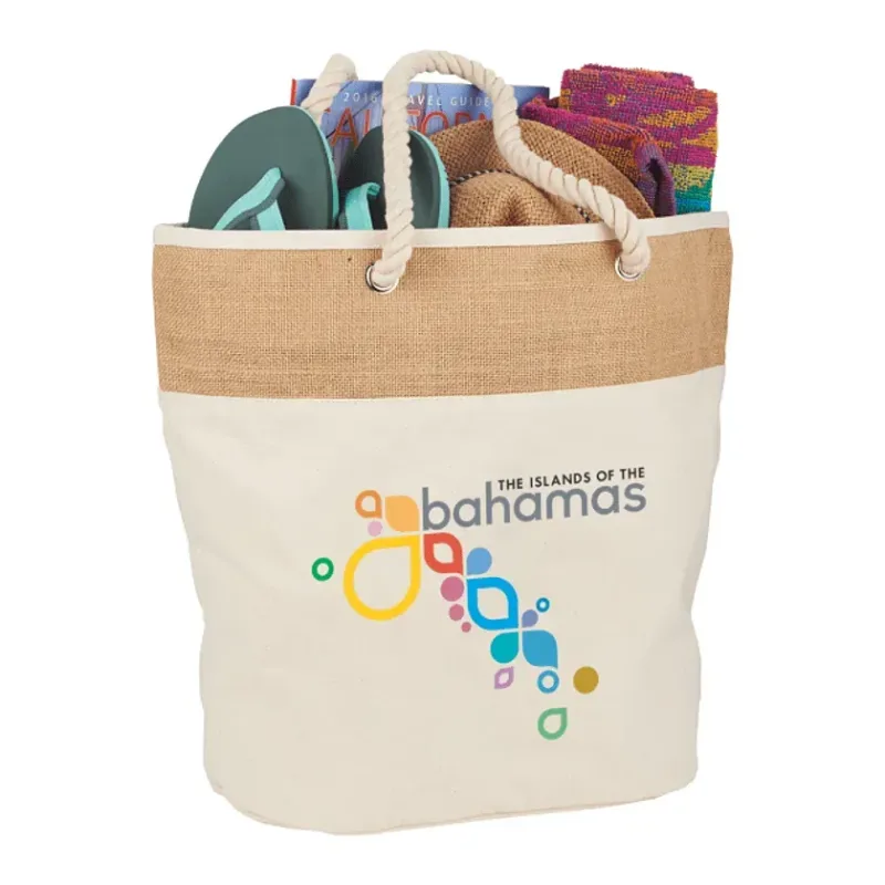 Jute Accent 12oz Cotton Canvas Rope Tote — view 3