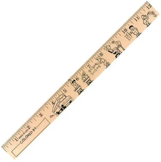 Kids at School "U" Color Rulers - Natural wood finish