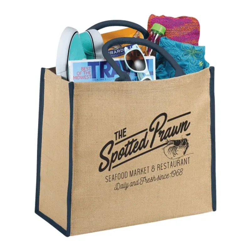 Custom Large Jute Tote with Logo — view 6
