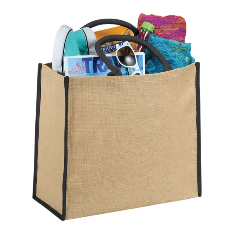 Custom Large Jute Tote with Logo — view 2