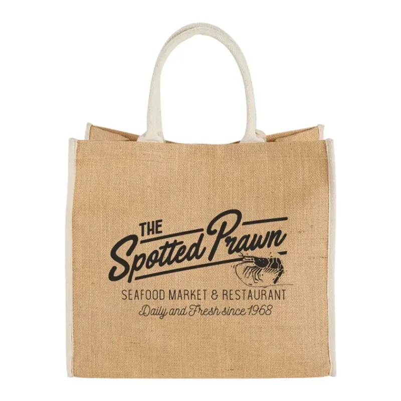 Custom Large Jute Tote with Logo — view 3